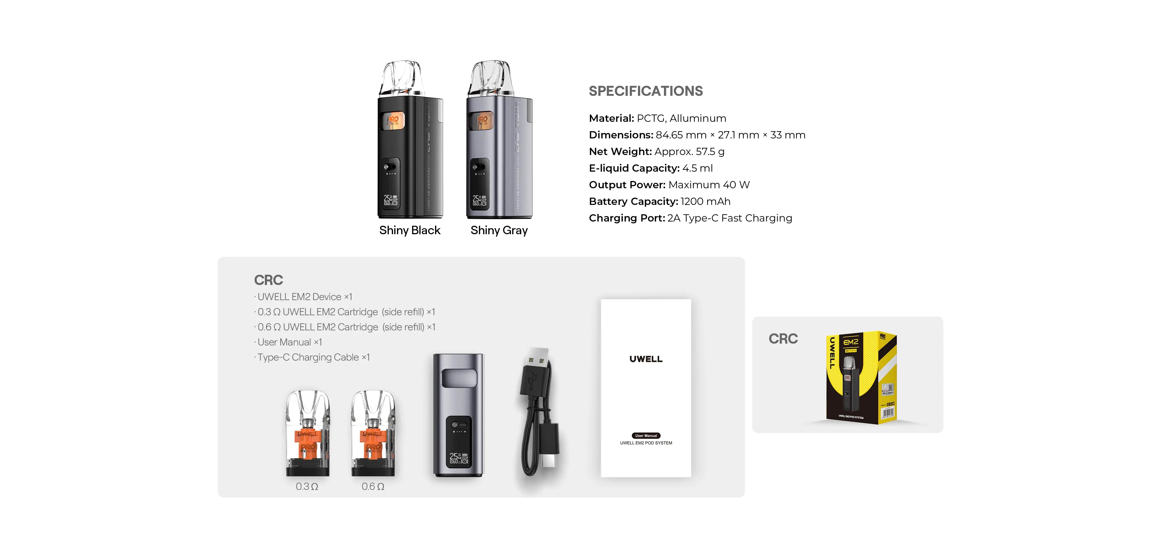 uwell em2 pod system kit